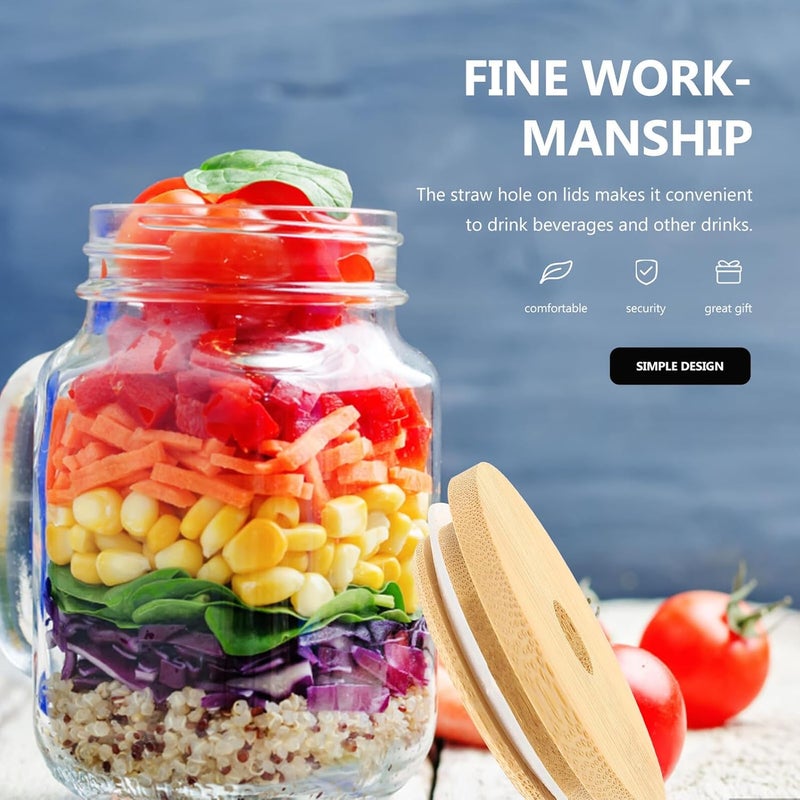 MAGICLULU 4pcs Mason Jar Lids with Hole Design, Practical Jar Covers for Wide Mouth Glass Bottles, Reusable Bottle Lids for Kitchen Storage and Fermentation - Image 4