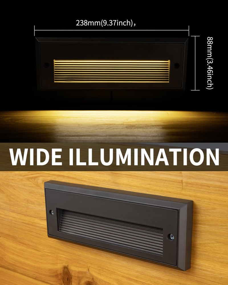 BTNHPLite 9 Inch Low Voltage Step Lights Outdoor, 3.5W 260lm IP65 LED Landscape Stair Lights, 12-24V AC/DC Deck Step Light for Stairs, Concrete Steps, 2700K, 5ft Corded, 8 Pack, ORB Finish, Aluminum - Image 4