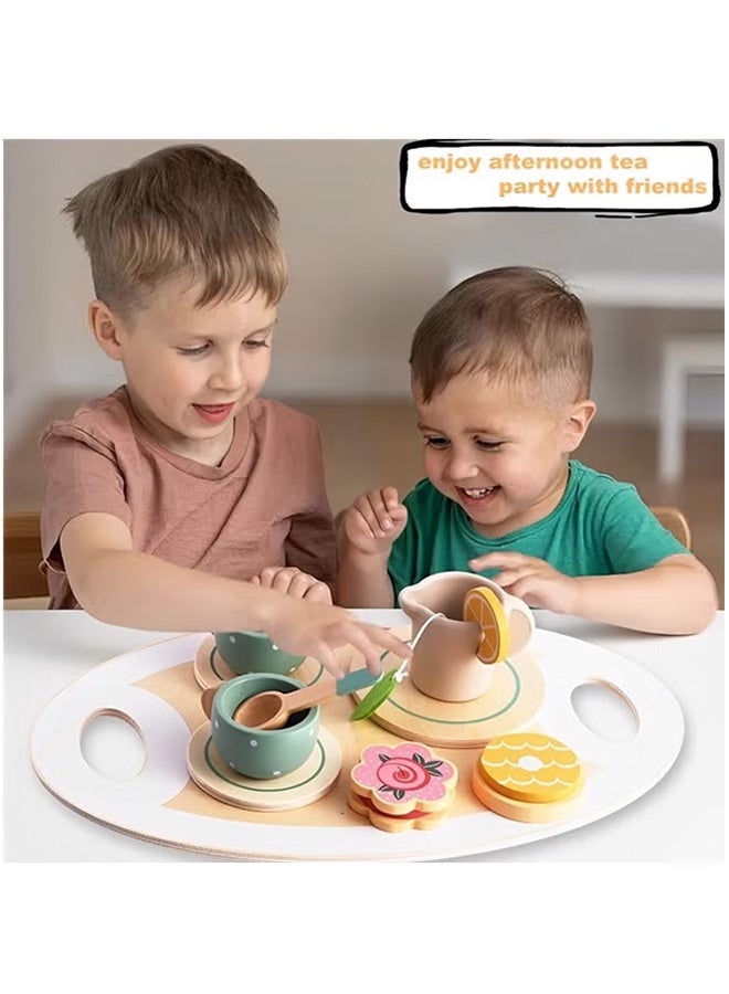 SHABILI Wooden Tea Party Pretend Play Set for Children 3+, Tea Pot Cups Kitchen Accessories for Girls Boys, Princess Role Play, Toys & Games, Educational Gift, Birthday Present, Indoor Kitchen Playsets, Pink - Image 5