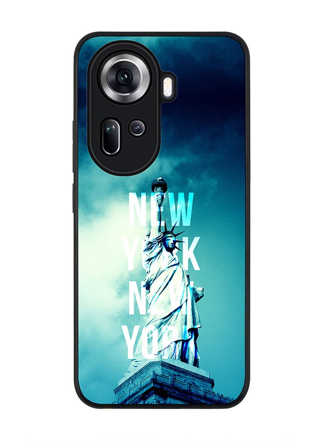 Stylizedd Rugged Black Edge Case for Oppo Reno11, Slim fit Soft Case Flexible Rubber Edges Anti Drop TPU Gel Thin Cover -  New York New York - Image 1