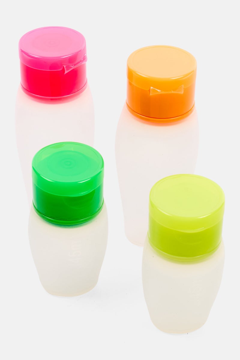 Miamica 4 Piece Silicone Travel Bottle With Toiletry Bag Set, Transparent - Image 1