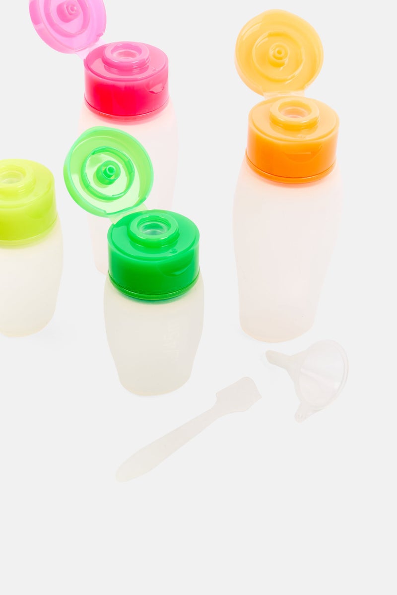 Miamica 4 Piece Silicone Travel Bottle With Toiletry Bag Set, Transparent - Image 4