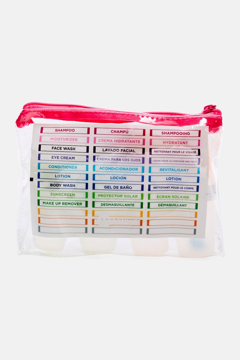 Miamica 4 Piece Silicone Travel Bottle With Toiletry Bag Set, Transparent - Image 2