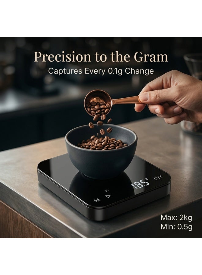 Rattleware Digital Coffee Scale with 0.1g Precision, Espresso & V60 Coffee Scale, Portable Kitchen Scale Digital Food Weight Scale with LCD Display, Tare Function & Gram Measurement for Coffee Brewing - Image 2