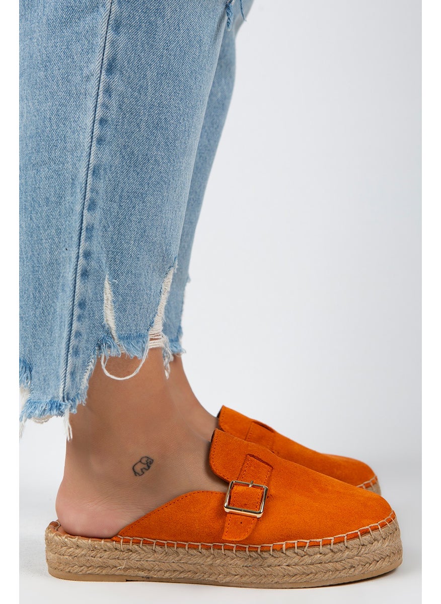 Manijero Manjero Esta Women's Leather Belt Buckle Orange Slippers Espadrille  - Image 2