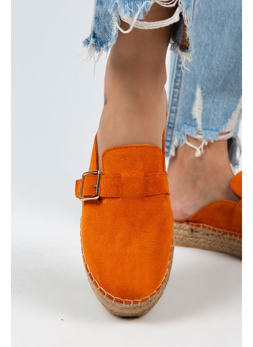 Manijero Manjero Esta Women's Leather Belt Buckle Orange Slippers Espadrille  - Image 5