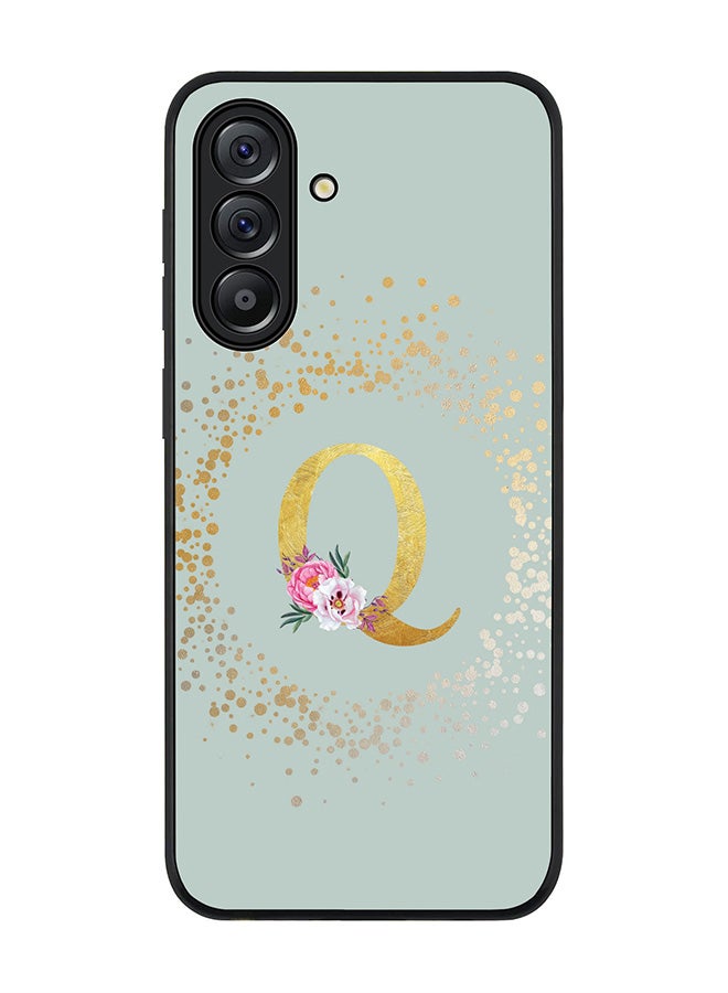 Stylizedd For Samsung Galaxy A56 5G Case,Slim fit Camera Protection, Shockproof Thin Phone cover  - Custom Monogram Floral - Q  (Light Grey ) - Image 1