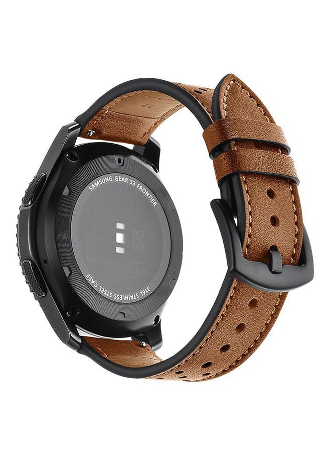 NIBEMINENT Leather Wrist Band For Samsung Gear S3 22mm Black