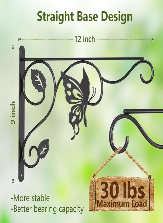 BBTFAA 2 Pack Heavy Duty Plant Hooks for Hanging - 12 Inch Metal Wall Hangers Indoor/Outdoor, Sturdy Plant Bracket for Bird Feeders, Planters, Lanterns, Wind Chimes - Patio, Garden, Home Decor (Black) - Image 2