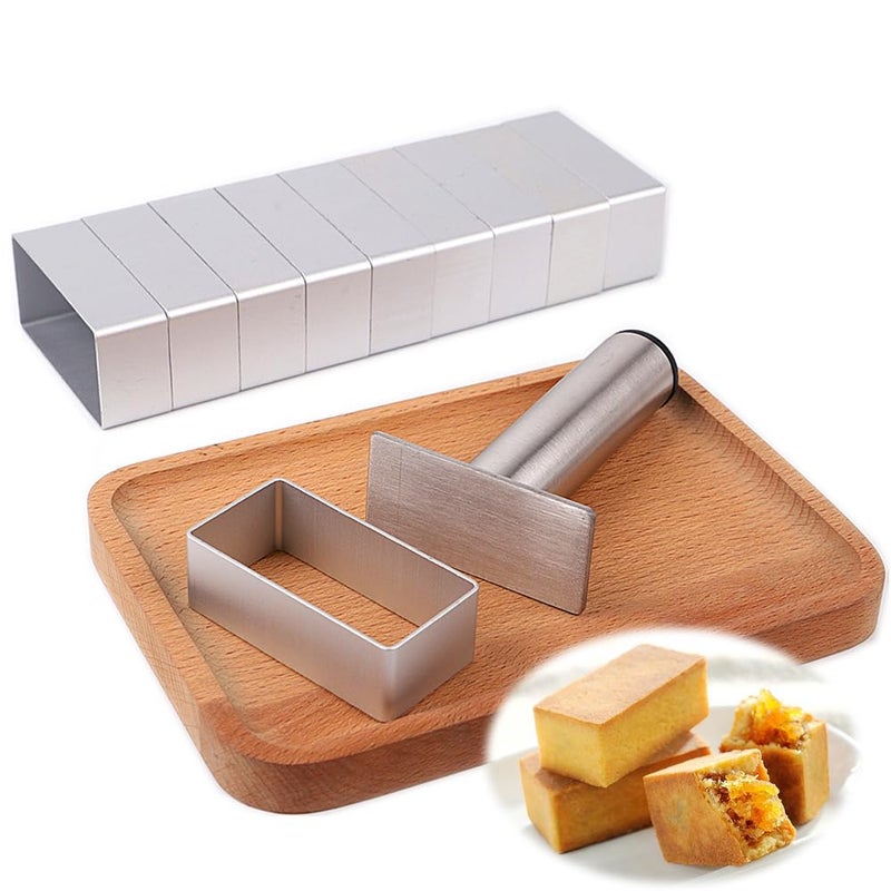 LoBake 2.1cm Height Lengthened Rectangle Aluminium Pineapple Cake Mold Stainless Steel Press Stamp Fondant Cookie Biscuit Molds DIY - Image 1