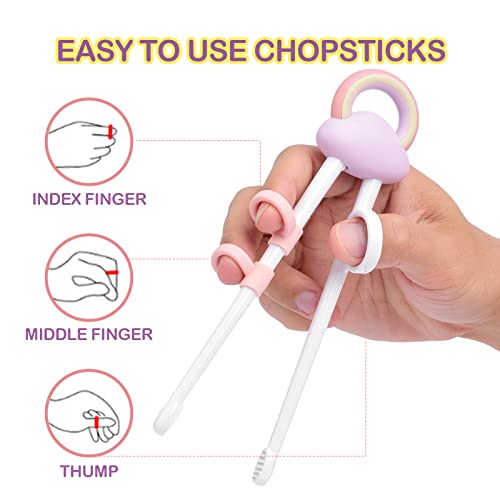 WooEver Training chopsticks for kids and beginners, 3 Pairs chopstick set with attachable learning chopstick helper - Image 2