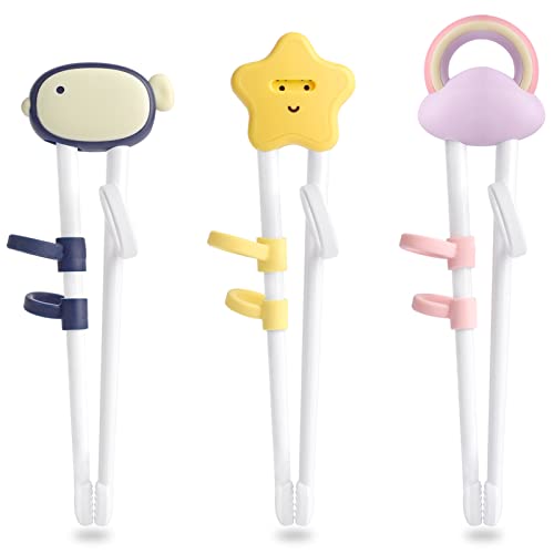 WooEver Training chopsticks for kids and beginners, 3 Pairs chopstick set with attachable learning chopstick helper - Image 1