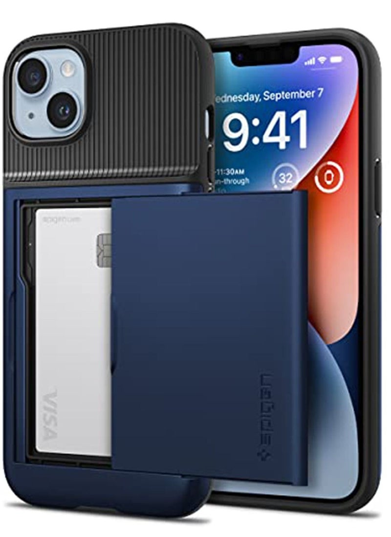 Spigen Slim Armor CS iPhone 14 Plus Case Cover with Card Holder Slot - Navy Blue 