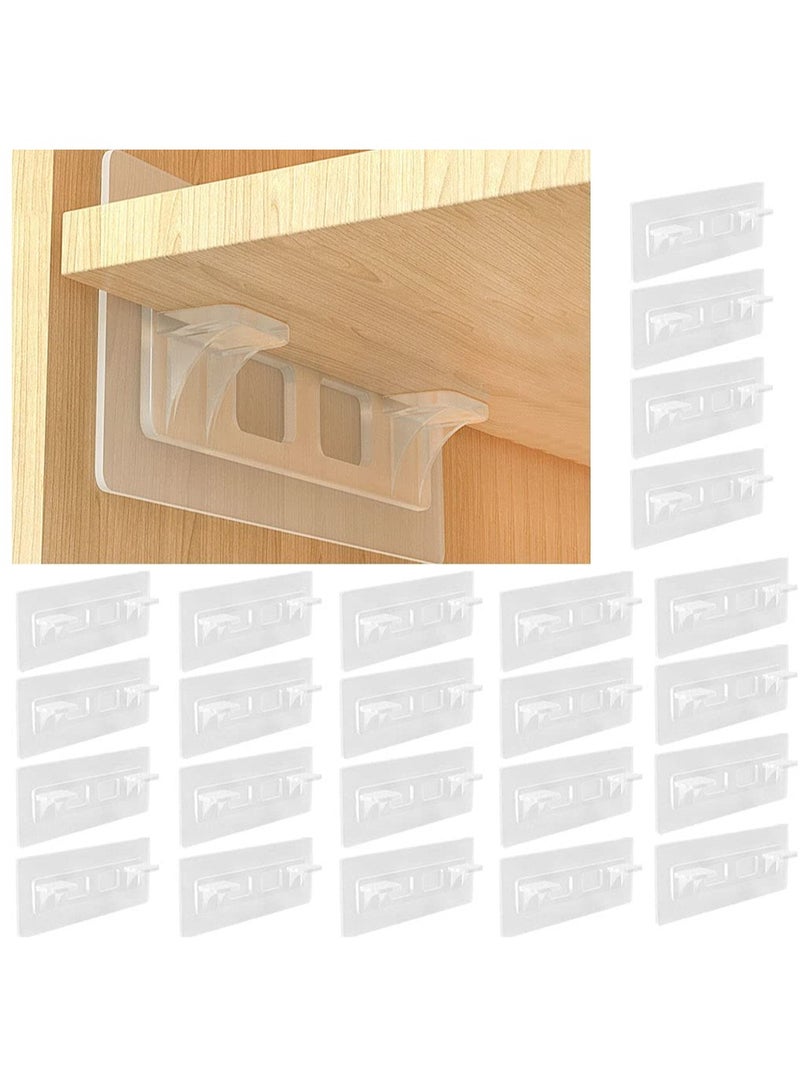 24 Pcs Punch Free Shelf Support Pegs,Self Adhesive Shelves Clips for Kitchen Cabinet Book Shelves-Strong Partition Holders Pin for Closet Brackets Clapboard Layer-Load Bearing 60 Pounds - Image 1