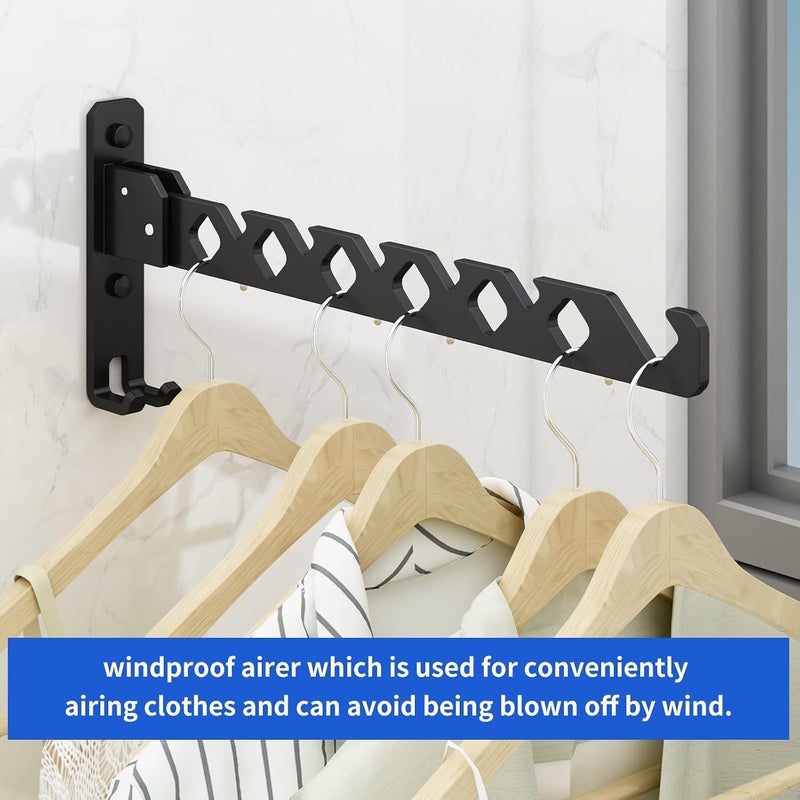 MAKINGTEC Wall Mounted Drying Rack Clothing Foldable for Laundry Room, Clothes Drying Rack Folding Indoor, Matte Black - Image 2