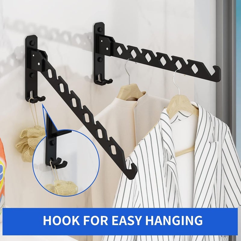 MAKINGTEC Wall Mounted Drying Rack Clothing Foldable for Laundry Room, Clothes Drying Rack Folding Indoor, Matte Black - Image 5