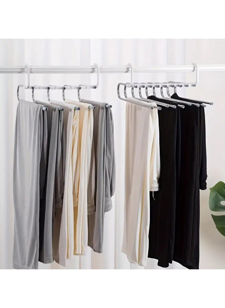 FALMER - Adjustable Pants Hanger with Double Hooks - Multi-Tier Stainless Steel Clothes Drying Rack for Closet Storage, Space Saving Design White - Image 1