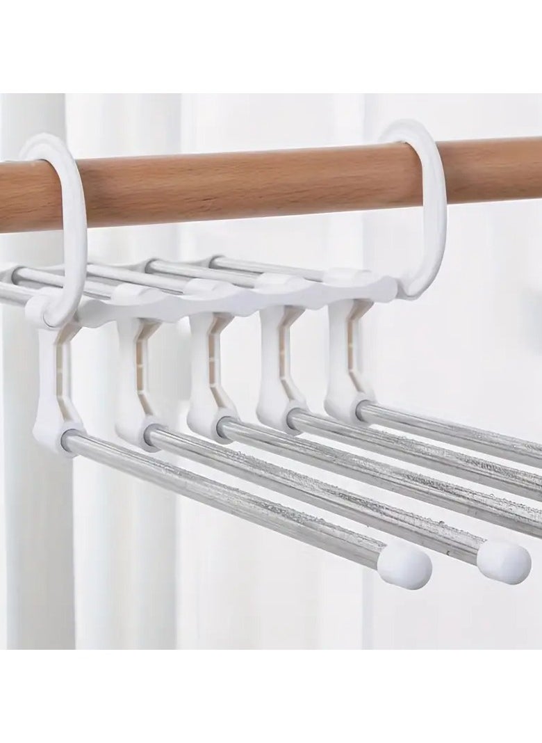 FALMER - Adjustable Pants Hanger with Double Hooks - Multi-Tier Stainless Steel Clothes Drying Rack for Closet Storage, Space Saving Design White - Image 1