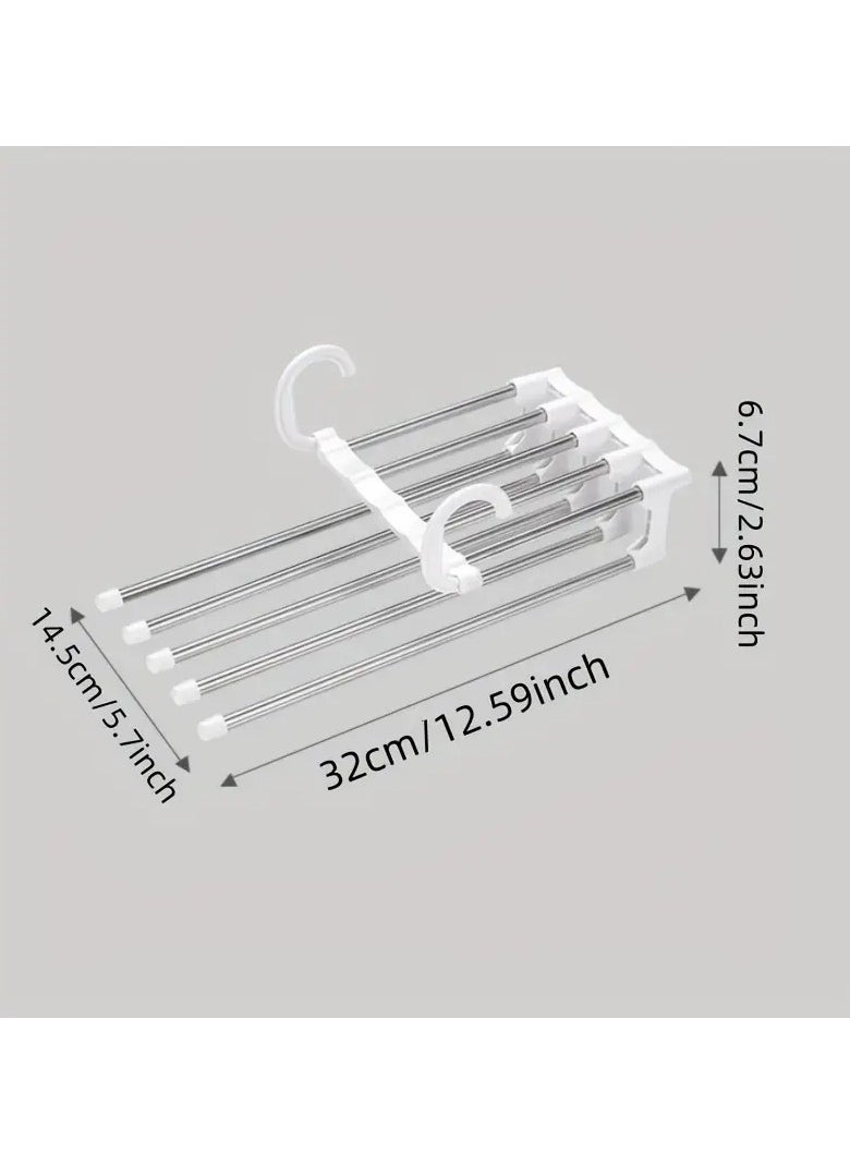 FALMER - Adjustable Pants Hanger with Double Hooks - Multi-Tier Stainless Steel Clothes Drying Rack for Closet Storage, Space Saving Design White - Image 1