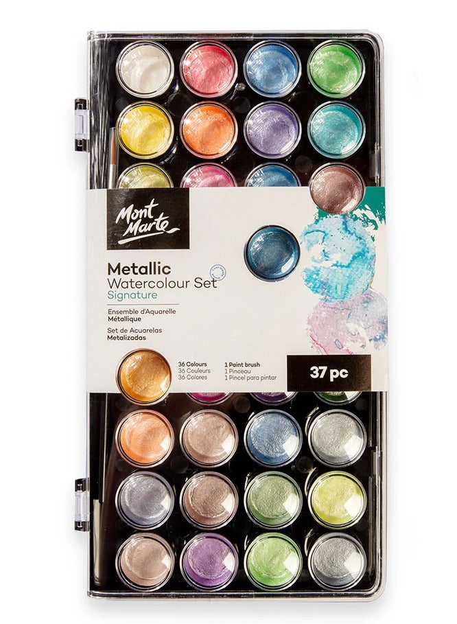 Mont Marte 37-Piece Watercolour Cake Set Metallic Colours - Image 1