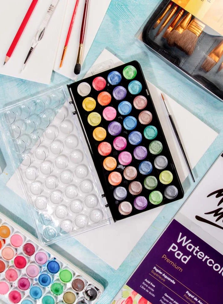 Mont Marte 37-Piece Watercolour Cake Set Metallic Colours - Image 3