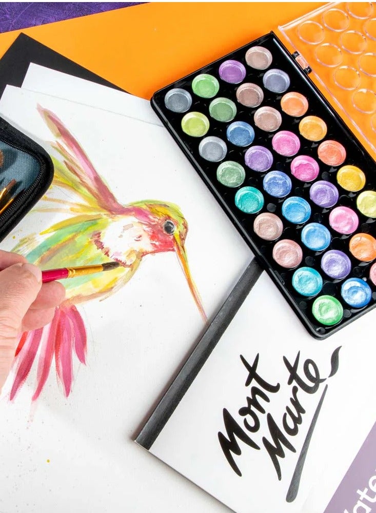 Mont Marte 37-Piece Watercolour Cake Set Metallic Colours - Image 5