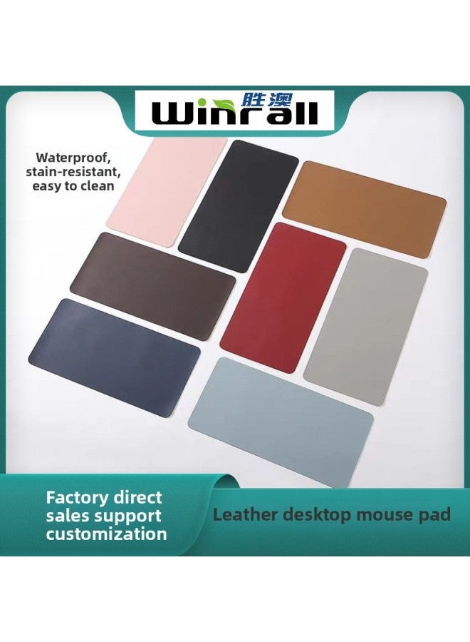 Source Leather Mouse Pad Oversized Desk Pad Office Computer Waterproof Student Writing Desk Pad Logo Printing-Color:80*30cm-Pattern:One-sided Wine Red - Image 2