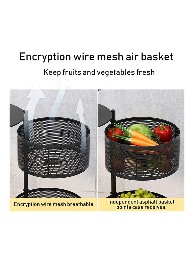 بلومنغ تايم رف تخزين مطبخ دائري متعدد الطبقات ، 4 طبقات سلة تخزين خضروات فواكه ، رف تخزين مطبخ قائم على الأرض - Image 5