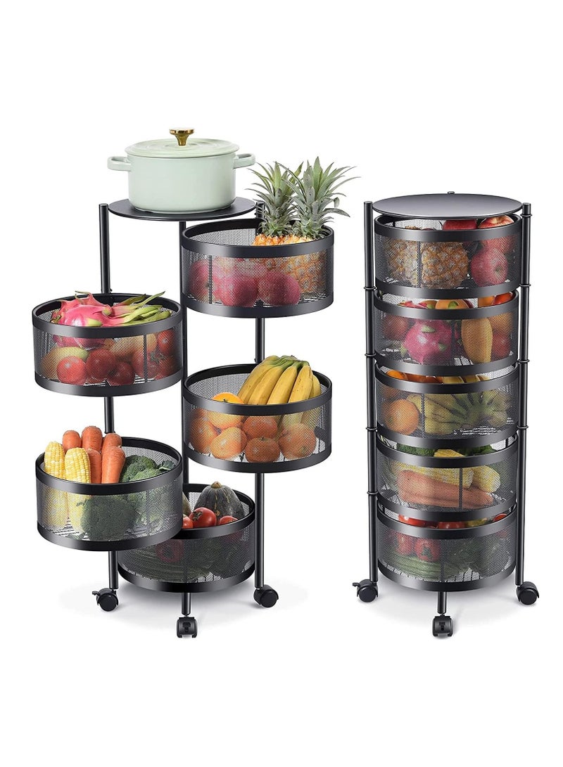 بلومنغ تايم رف تخزين مطبخ دائري متعدد الطبقات ، 4 طبقات سلة تخزين خضروات فواكه ، رف تخزين مطبخ قائم على الأرض - Image 1
