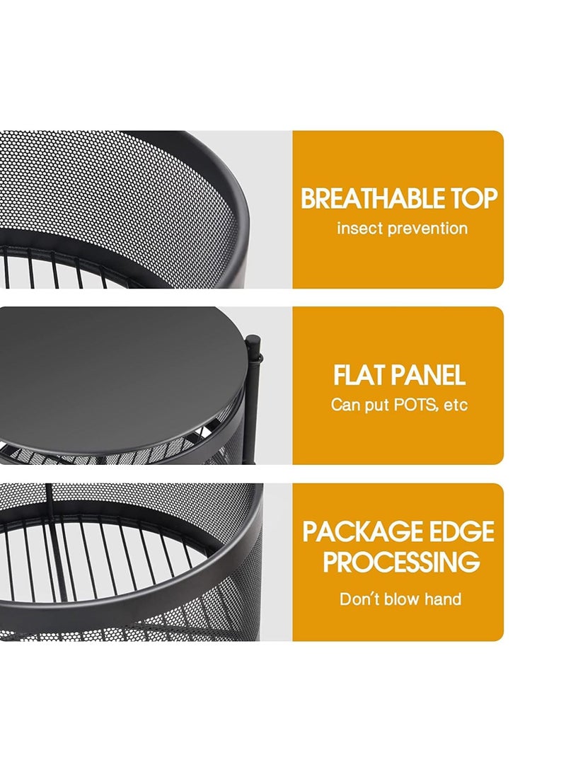 بلومنغ تايم رف تخزين مطبخ دائري متعدد الطبقات ، 4 طبقات سلة تخزين خضروات فواكه ، رف تخزين مطبخ قائم على الأرض - Image 3