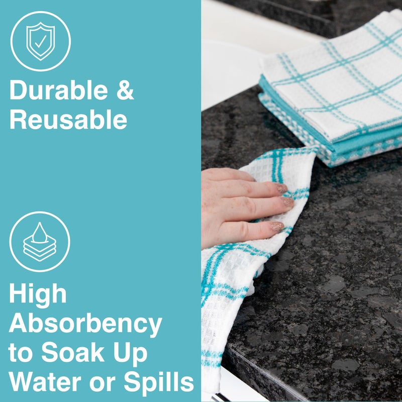 T-Fal Premium Waffle Dish Cloths: Highly Absorbent  Super Soft Long Lasting - 100% Cotton  12""x13"" Flat Waffle Dish Towel for Cleaning & Drying Dishes  (12-Pack)  Breeze - Image 3