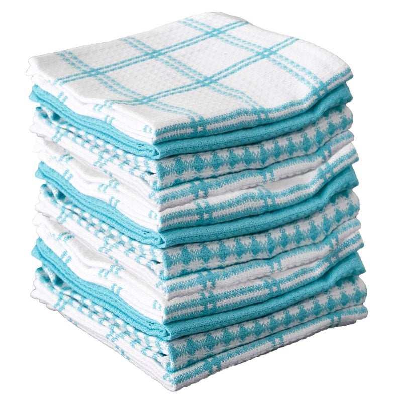 T-Fal Premium Waffle Dish Cloths: Highly Absorbent  Super Soft Long Lasting - 100% Cotton  12""x13"" Flat Waffle Dish Towel for Cleaning & Drying Dishes  (12-Pack)  Breeze - Image 1
