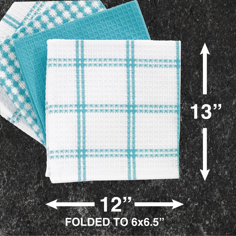T-Fal Premium Waffle Dish Cloths: Highly Absorbent  Super Soft Long Lasting - 100% Cotton  12""x13"" Flat Waffle Dish Towel for Cleaning & Drying Dishes  (12-Pack)  Breeze - Image 5