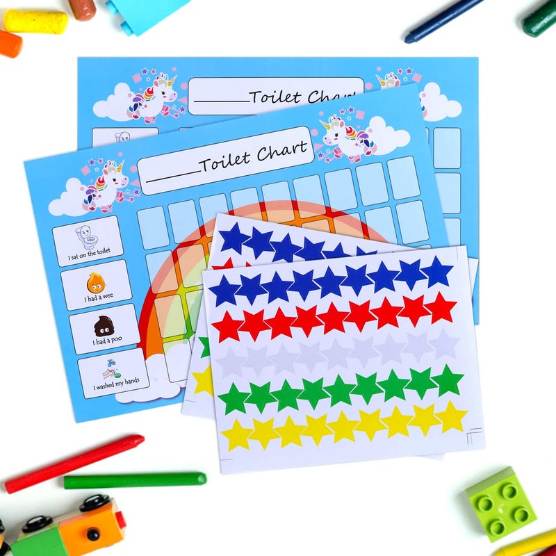 GWHOLE 2 Pack of Unicorn Potty Training & Toilet Training Reward Chart with 270 Star Stickers for Toddlers, Boys, Girls - Image 3