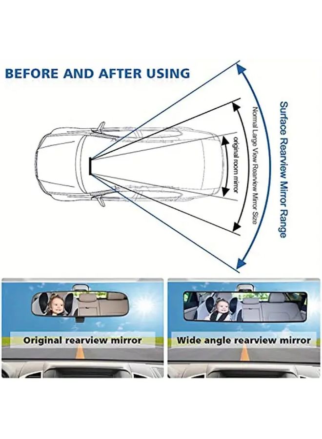 Black HD Wide Angle Anti Glare Rearview Mirror Clip On Installation For Most Vehicles - Image 4