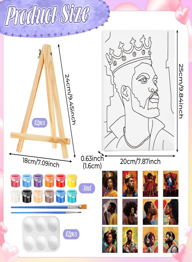 Zhanmai 72 Pcs 12 Sets Sip and Paint Kit Pre Drawn Canvas for Painting 8" x 10" Paint Party Canvas Painting Pre Printed Canvases for Party Favor DIY Virtual Adult's Date Night(Fashionable Couple) - Image 2