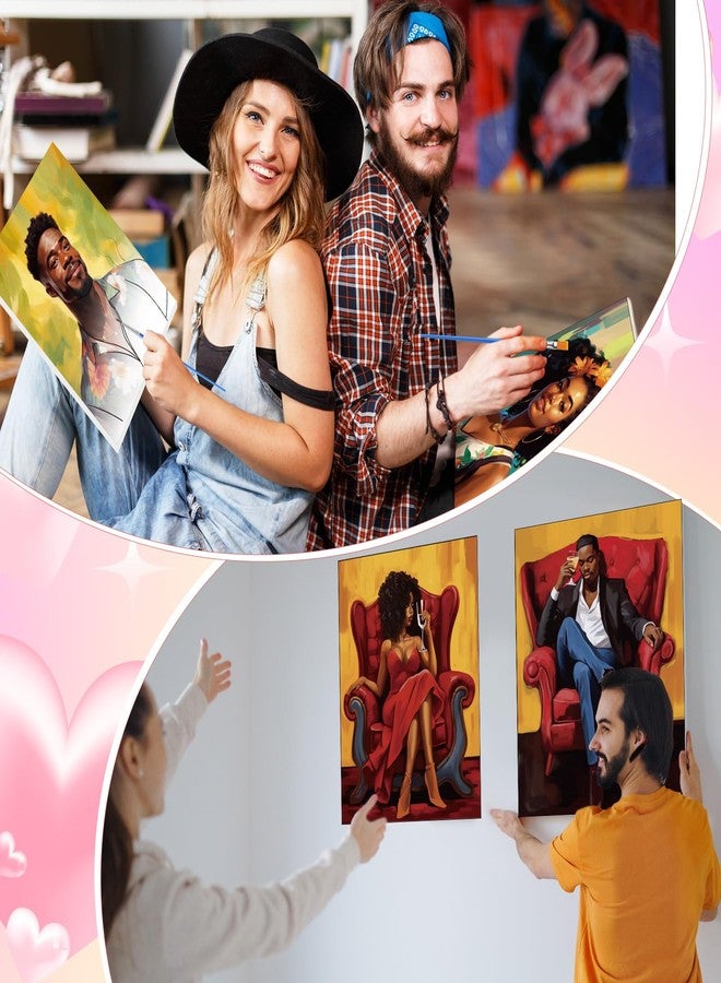 Zhanmai 72 Pcs 12 Sets Sip and Paint Kit Pre Drawn Canvas for Painting 8" x 10" Paint Party Canvas Painting Pre Printed Canvases for Party Favor DIY Virtual Adult's Date Night(Fashionable Couple) - Image 5
