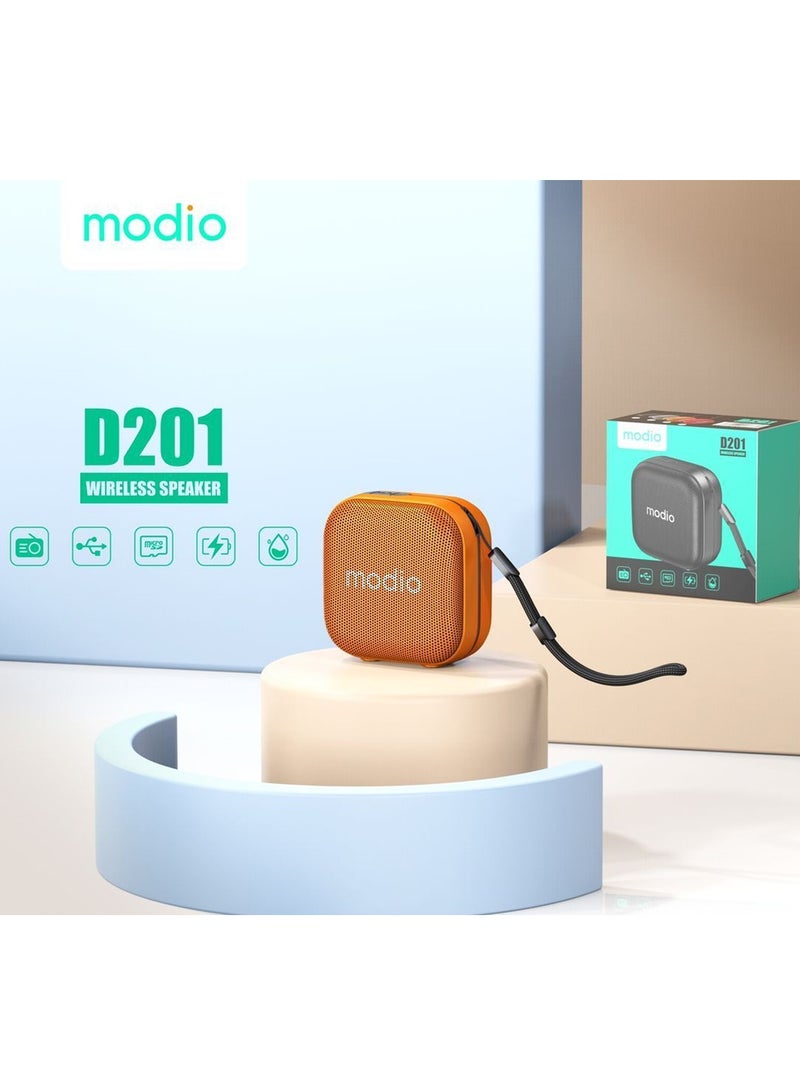 MODIO D201 Portable Bluetooth Speaker With HD Clear Sound Quality Control Buttons and Supports SD Card Orange - Image 4