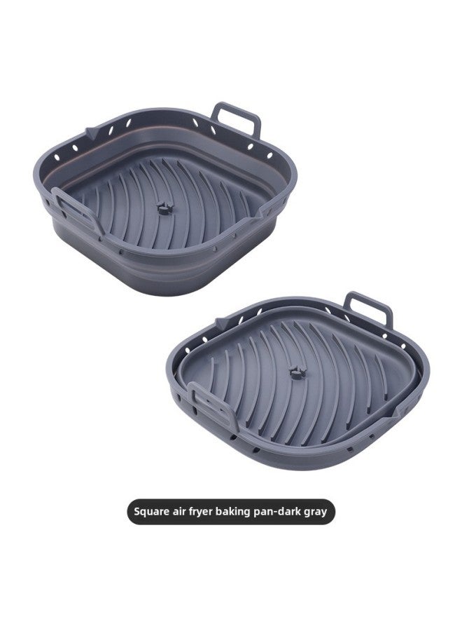 Microwave Oven Baking Silicone Baking Tray For Oven Light Wave Oven Air Fryer Barbecue Pot Special Cheese Baked Rice For One Person-Specifications:Square 8.5 Inch Baking Tray Dark Gray  - Image 1