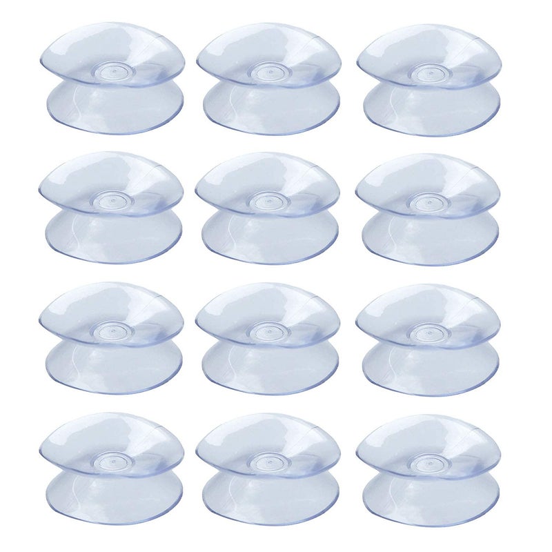 RLECS 12pcs Double Sided Suction Cups Sucker Pads for Glass 118 Inch Transparent Blue PVC Plastic Small Suction Cup Without Trace