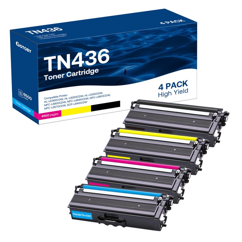 GOTOBY Compatible Toner Cartridge Replacement for Brother TN436 TN 436 TN436BK TN433 TN431for Brother HL-L8360CDW HL-L8260CDW MFC-L8900CDW MFC-L8690CDW Printer (Cyan, Yellow, Magenta, Black, 4 Pack) - Image 1