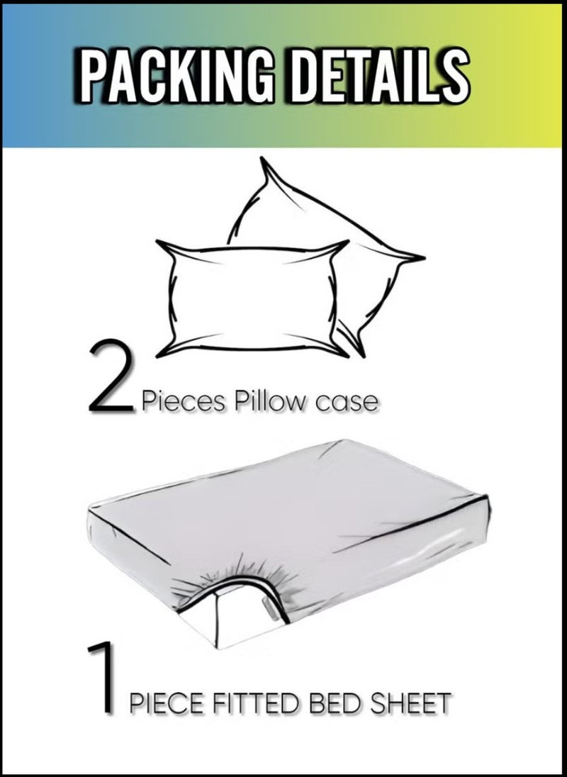 Blueberry Black Striped Double Bed Sheet Sets Cotton 3 Piece Set Deep Pocket 150x200+20cm - Image 5