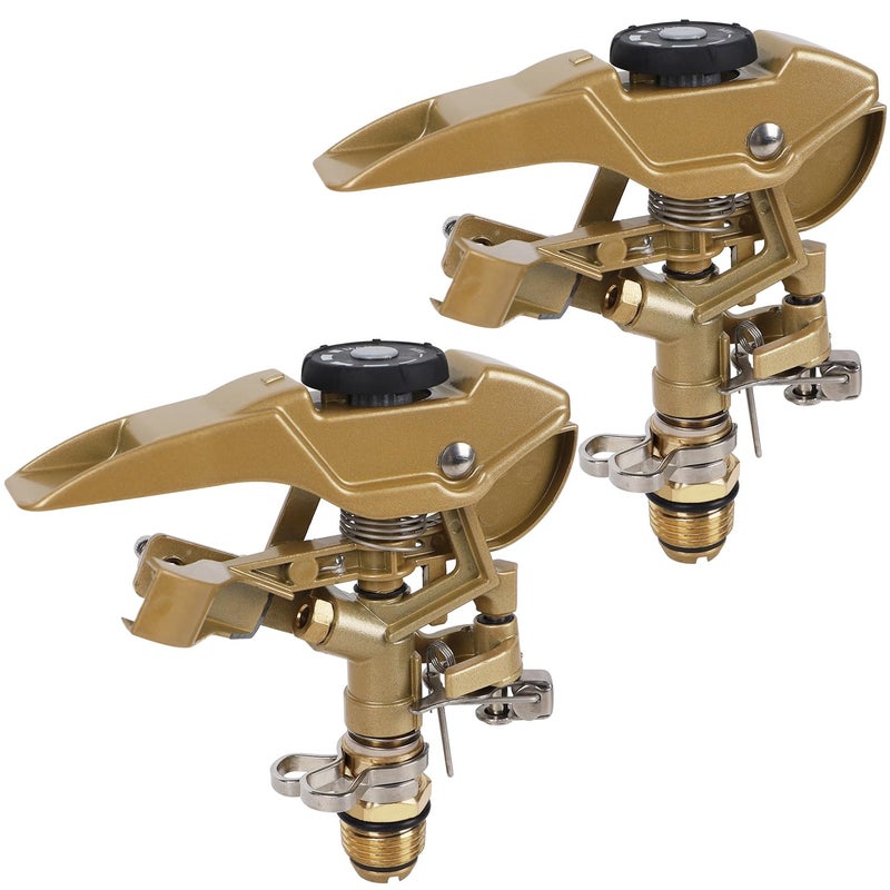 Biswing 2 Pack Impact Sprinklers, Heavy Duty Zinc Alloy Lawn Sprinkler Head with 1/2" NPT Thread, Adjustable 360 Degree Watering Sprinkler for Large Area Grass Yards Patio Garden Irrigation - Image 1