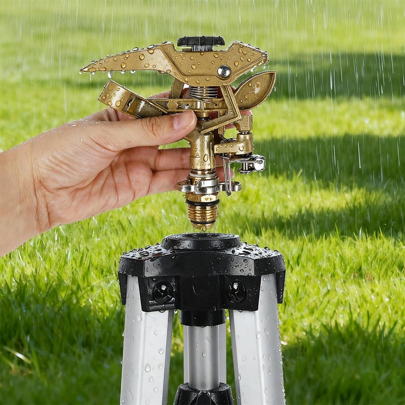 Biswing 2 Pack Impact Sprinklers, Heavy Duty Zinc Alloy Lawn Sprinkler Head with 1/2" NPT Thread, Adjustable 360 Degree Watering Sprinkler for Large Area Grass Yards Patio Garden Irrigation - Image 4