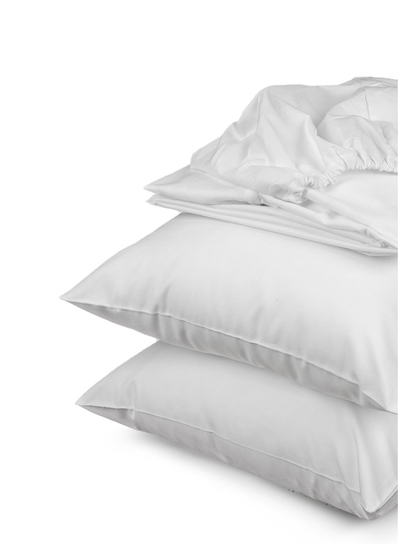 Home of linens طقم شرشف مثبت أبيض 120x200  - Image 3