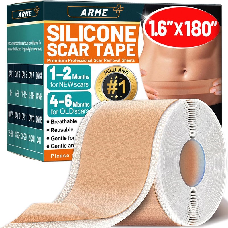 Arme Silicone Scar Tape Silicone Scar Sheets for Surgical Scars16x180 Roll46M Medical Grade Scar Tape Reusable Sheets for Scar Treatment Soft Scars Tapes for CSection Keloid Tummy Tuck - Image 1