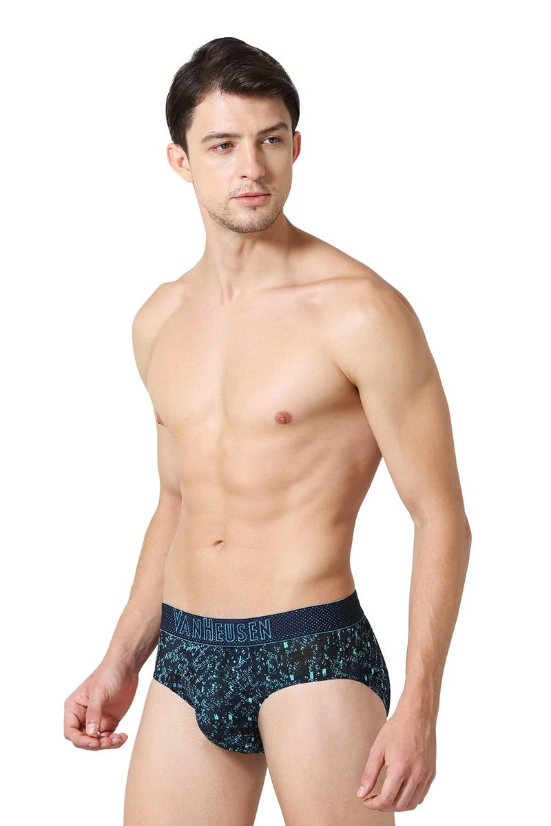 Van Heusen Men Breathable AIR Series Active Briefs - Polyamide Elastane - Swift Dry, 4-Way Stretch, Ultra Light Mesh_40008_Blue APM02_L - Image 2