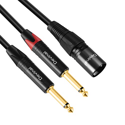 Devinal Dual 1/4 to XLR Y Splitter Cable, Double 6.35mm TS Male to XLR 3pin Male Stereo Cord, Dual Quarter inch Mono to XLR Male Plug Microphone Audio Converter Adapter 10 Feet 3m - Image 1