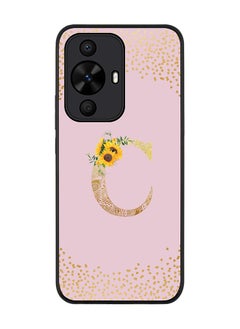 Stylizedd Rugged Black edge case for Huawei nova 12s / Huawei nova 11/ Huawei nova 12 Lite 4G,Custom Monogram Initial Letter Floral Pattern Alphabet - C (Pink)  - Image 1
