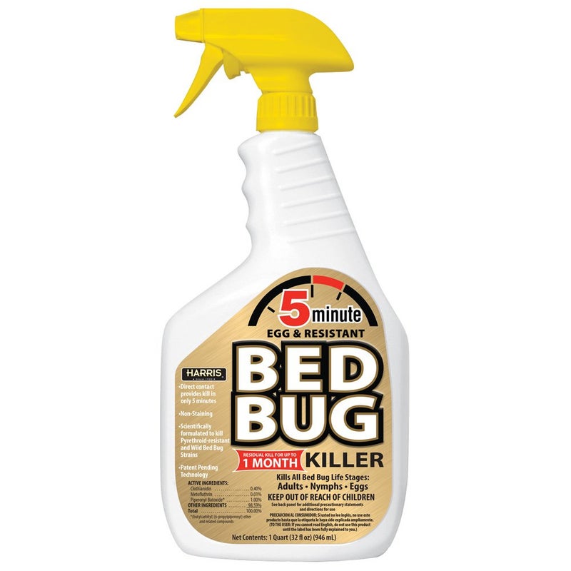 Harris 5 Minute Kill Time Bed Bug Killer Spray, Odorless and Non Staining Formula with Residual Protection (32oz) - Image 1